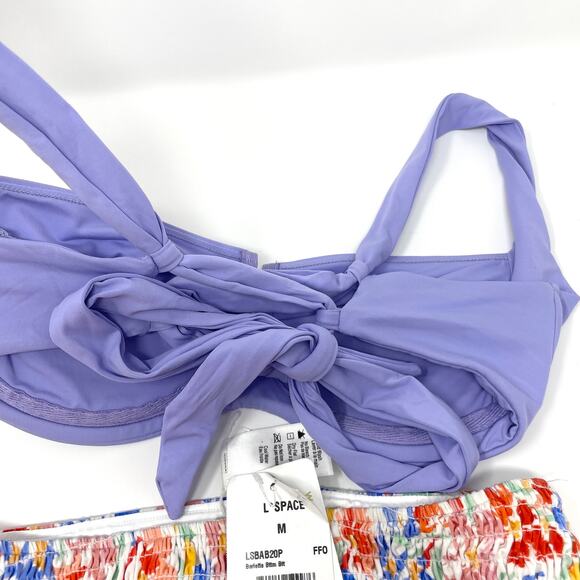 L*SPACE Camellia Barlette Bikini Set In Wisteria Flowers Forever Medium New - Picture 11 of 15